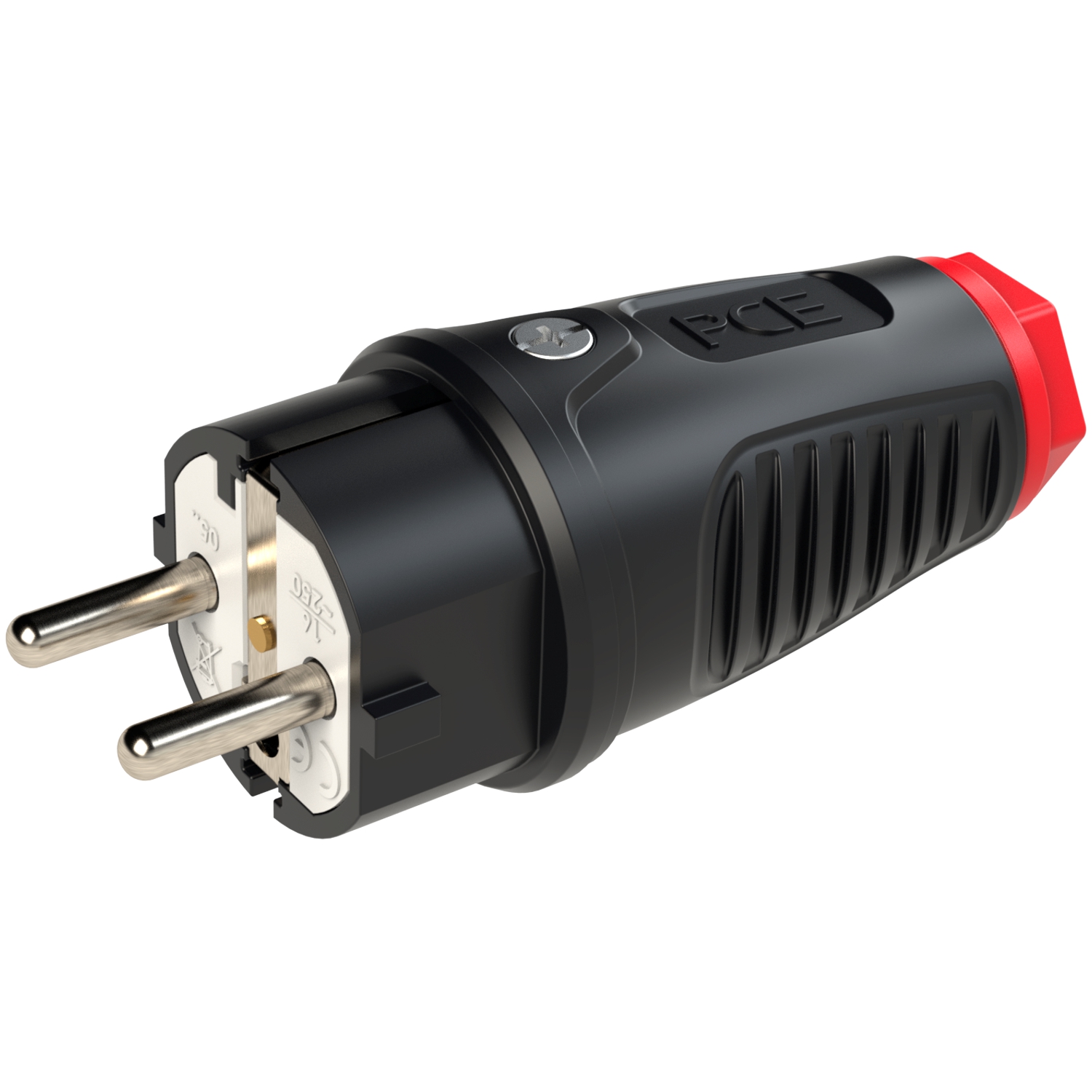 Schuko-Gummistecker schwarz IP54