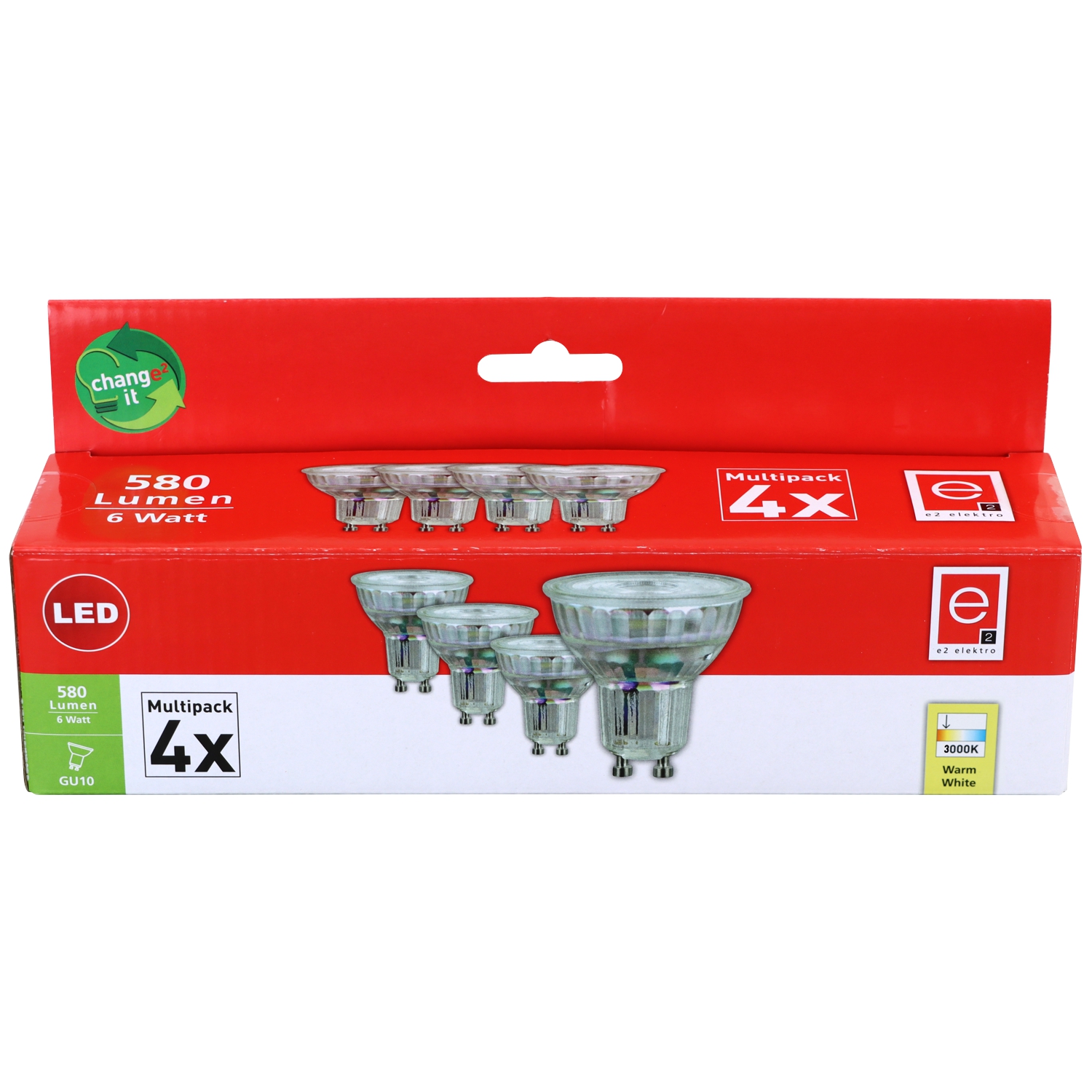 LED Spot GU10 6,0W 580lm 3000K 38° 4-Stück