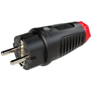 Schuko-Vollgummistecker schwarz IP54