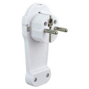 Schuko-Winkelstecker flach weiß