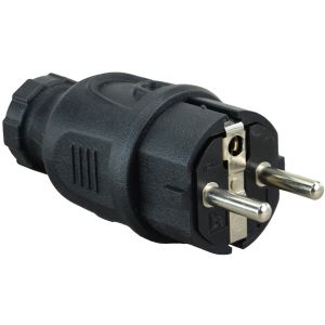 Schuko-Gummistecker schwarz IP44
