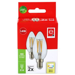 LED Kerze E14 4,2W 480lm 2700K 2-Stück