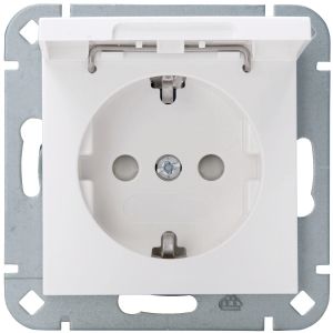 Steckdose mit Klappdeckel IP20 weiß Pure21