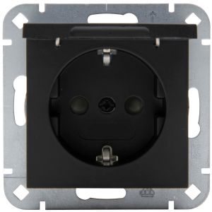 Steckdose mit Klappdeckel IP20 schwarz Pure21