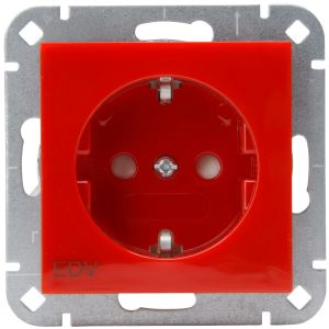 Steckdose mit Berührungsschutz rot Pure21