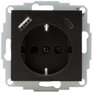 Steckdose mit USB A+C schwarz Pure21