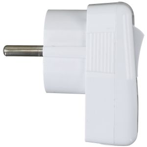 Winkelstecker mit Schalter Schuko Kunststoff weiß
