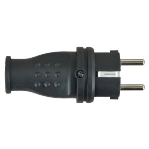 Vollgummistecker Schuko-MSK schwarz IP44
