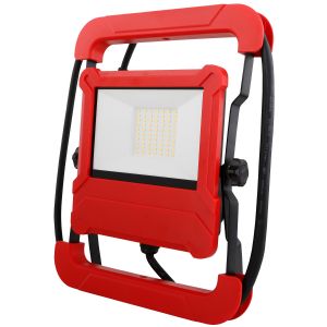 LED Baustellenstrahler 50W 2 Steckdosen IP65 rot