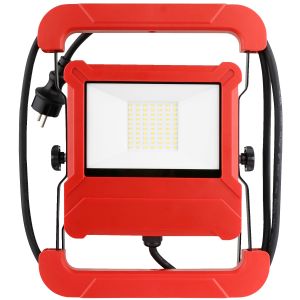 LED Baustellenstrahler 50W 2 Steckdosen IP65 rot