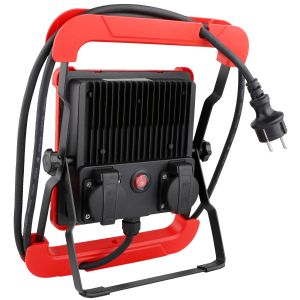 LED Baustellenstrahler 50W 2 Steckdosen IP65 rot