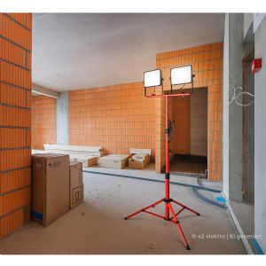 LED Baustellenstrahler 2x50W Stativ IP65 rot