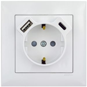 UP Steckdose mit USB A/C Logus weiß