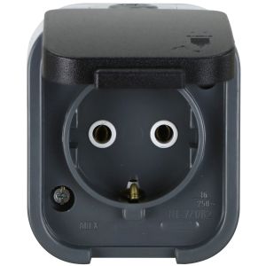 AP Steckdose B2 IP54 grau-schwarz