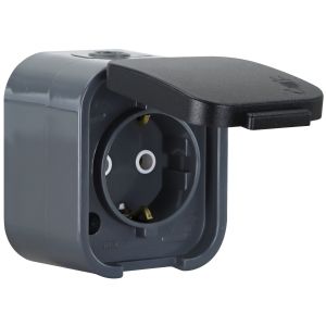 AP Steckdose B2 IP54 grau-schwarz