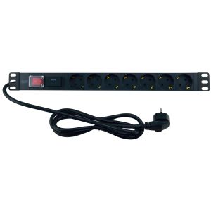 19" Steckdosenl. 7-fach m. ÜSS/Schalter